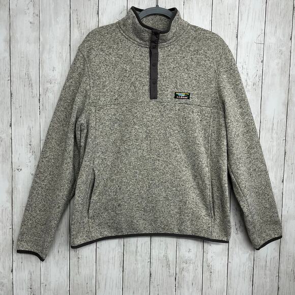L.L. Bean Long Sleeve Slightly Fitted Snap Pockets Warm Better Sweater Large - Picture 1 of 8